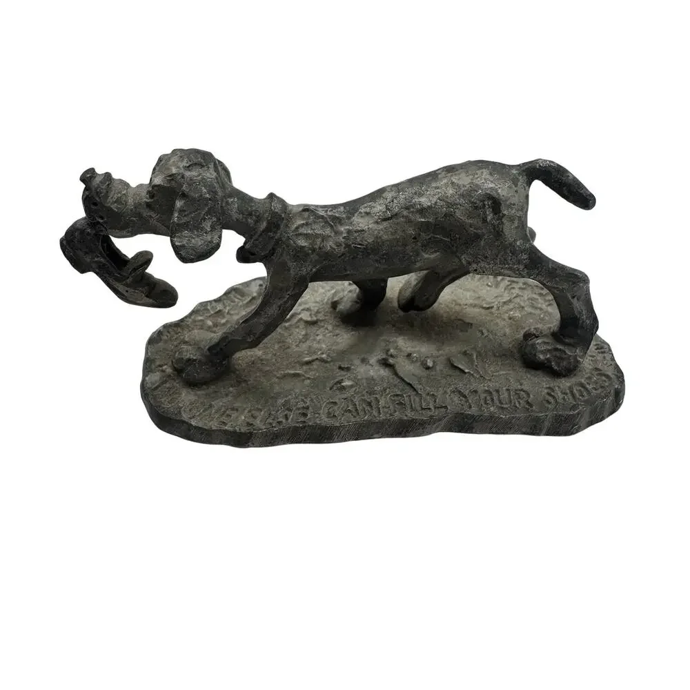 Vintage Cast Metal Figurine Lot Stagecoach Donkey Ox Fish Bookend Dog Plaque 7pc - Picture 5 of 7